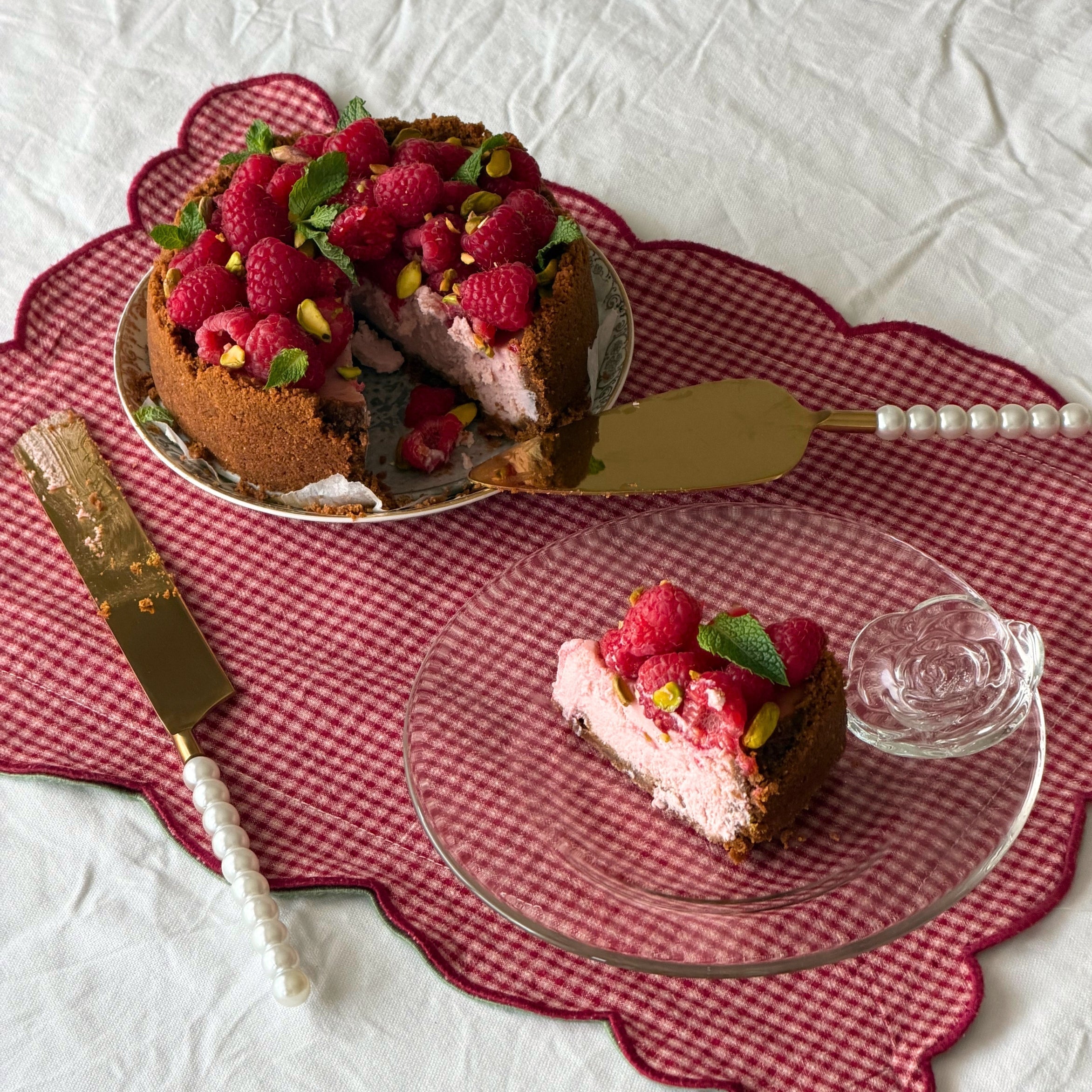 Rosy Pistachio Ricotta Cheesecake